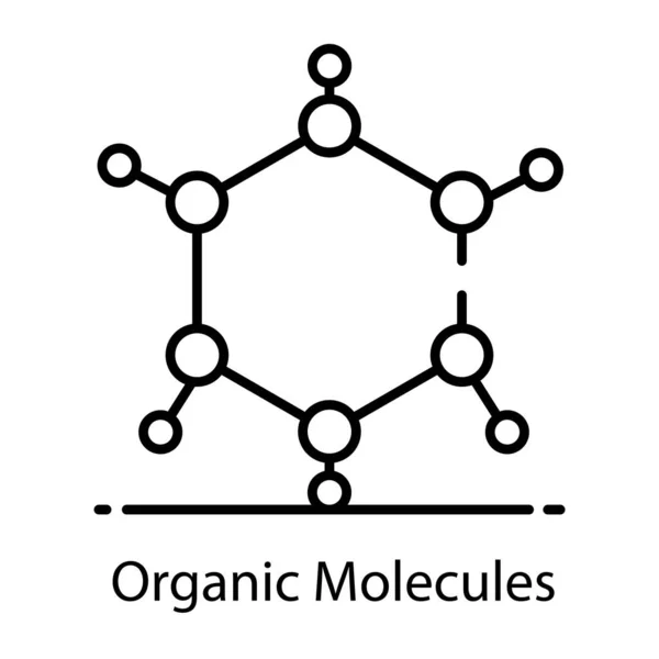 Плоский Векторний Дизайн Піктограми Структури Органічної Молекули — стоковий вектор