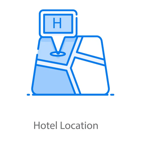 Kaart Grafiek Met Symbool Presentatie Van Hotel Locatie Pictogram — Stockvector