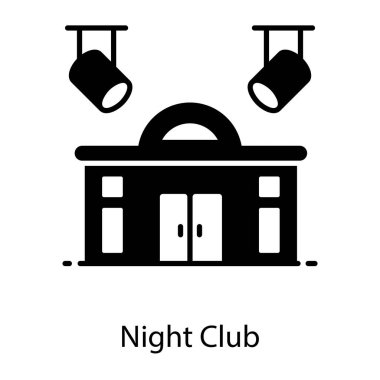 Gece kulübü simgesinin düzenlenebilir düz vektör tasarımı