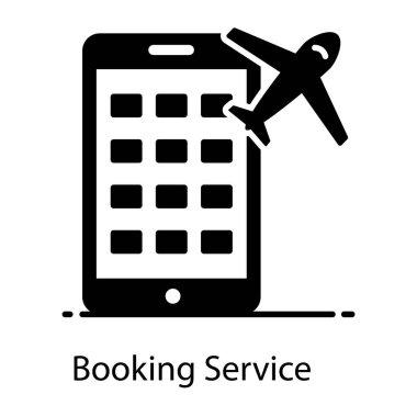 Uçak görüntüleme rezervasyon ikonu olan cep telefonu