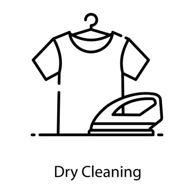 Gömleği ütüyle asmak kuru temizleme konsepti simgesini gösterir