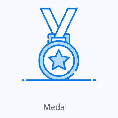 Yıldız madalya simgesi düz stil, başarı konsepti vektörü 