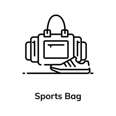 Spor çantası tasvir eden oyuncular için ekipman ve aksesuarlar taşıyan bir çanta