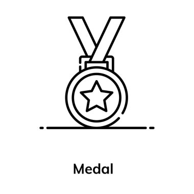 Yıldız madalya simgesi düz stil, başarı konsepti vektörü 
