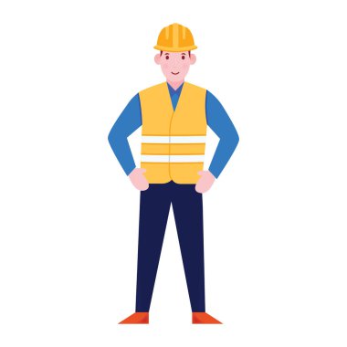 Mühendis illüstrasyonunun düz karakter vektörü 