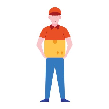 Bir kurye hizmetçisi, postacı çizim karakteri 