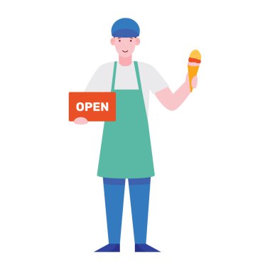 Satıcı düz karakter, ürünleri satan kişi. 