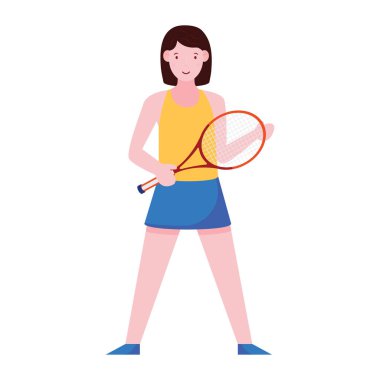 Badminton oynayan kız, bayan tenisçi vektörü 