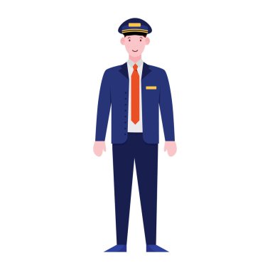 Profesyonel bir erkek avatar, tren kondüktörü çizimi. 