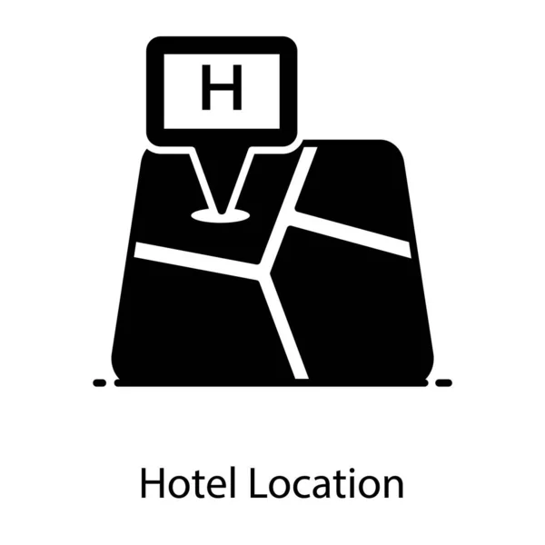 Mapa Gráfico Con Símbolo Que Muestra Icono Ubicación Del Hotel — Vector de stock