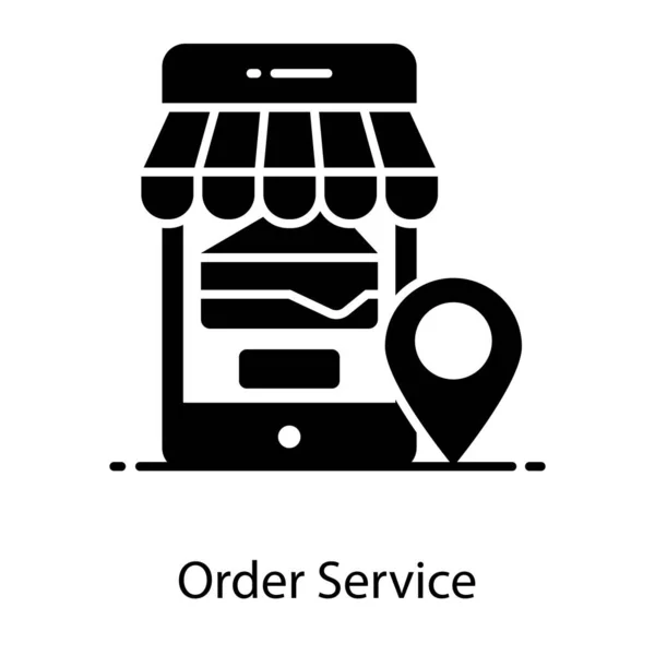 Płaski Styl Burger Wewnątrz Telefonu Komórkowego Pokazując Ikonę Usługi Porządek — Wektor stockowy