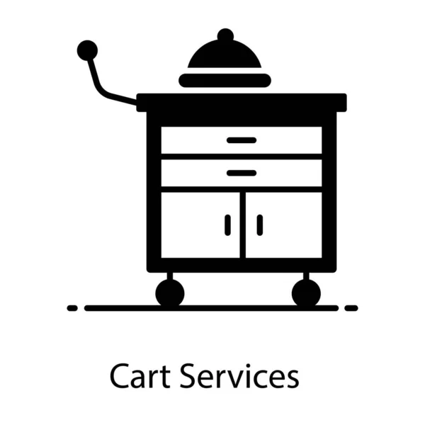 Cloche Trolley Showing Food Cart Service Flat Vector — стоковый вектор