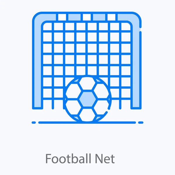 Doelpaal Met Voetbal Voetbalnet Icoon Platte Vector — Stockvector