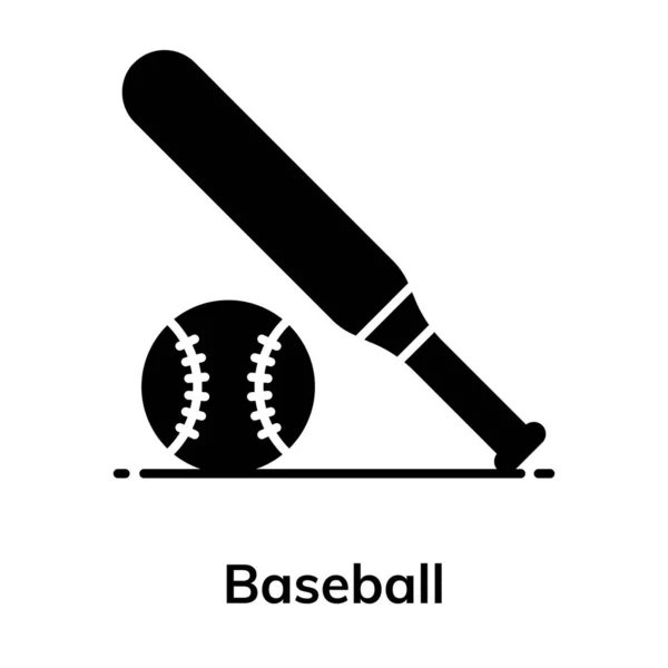 Ein Schläger Mit Ball Zeigt Baseballspiel Ikone Flachem Vektor — Stockvektor