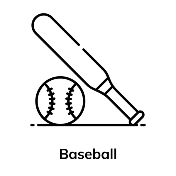 Netopýr Kuličkou Ukazující Ikonu Baseballové Hry Plochém Vektoru — Stockový vektor