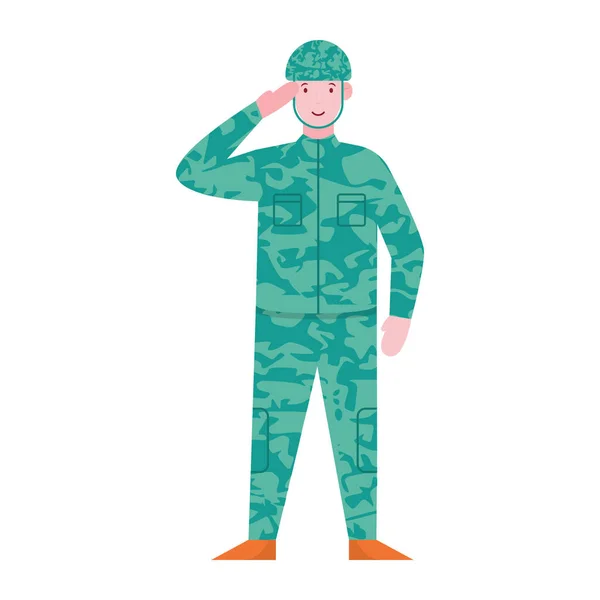 Εικονογράφηση Στρατιωτικού Προσώπου Επίπεδο Χαρακτήρα — Διανυσματικό Αρχείο