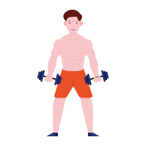 Basic Man Mit Kurzhanteln Konzept Der Bodybuilder Illustration — Stockvektor