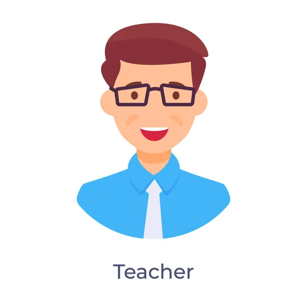 Профессиональный Аватар Очках Модный Дизайн Персонажа Учителя — стоковый вектор