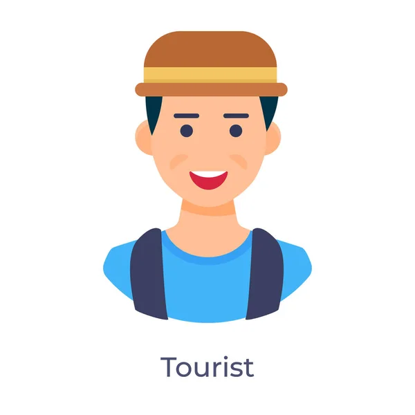 Lindo Hombre Con Gorra Que Representa Concepto Turístico Estilo Plano — Vector de stock