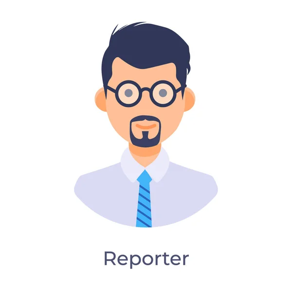 Edytowalny Styl Wektor Newscaster Cute Reporter Mediów — Wektor stockowy