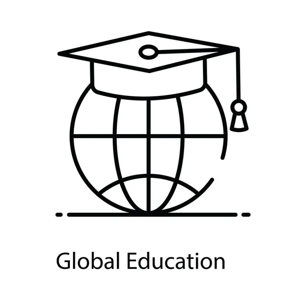 Wereldwijd Onderwijs Wereldbol Met Boek Trendy Platte Stijl — Stockvector