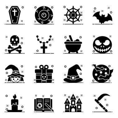 Modern Düz Tarzlı Cadılar Bayramı Partisi Simgeleri 