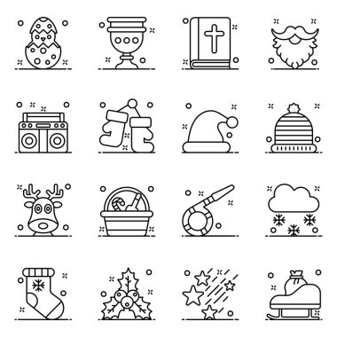 Modern Tarzda Geleneksel Parti Simgelerinin Seti 