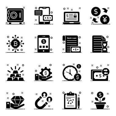 Modern Biçimli İş Simgelerinin Koleksiyonu 