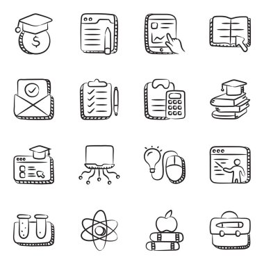 Pack of Online Education Doodle Icons  clipart