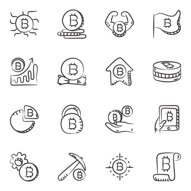 Bitcoin Doodle Simgeleri Paketi 