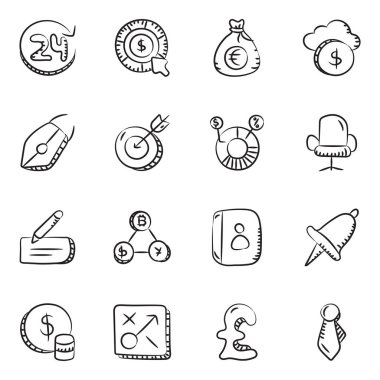 İş ve Finans Doodle Simgeleri 