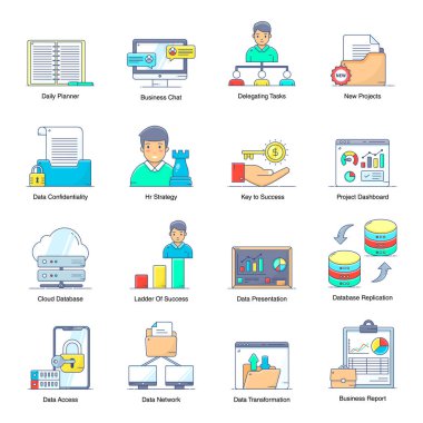 Modern Düz Paketteki Finans Simgeleri