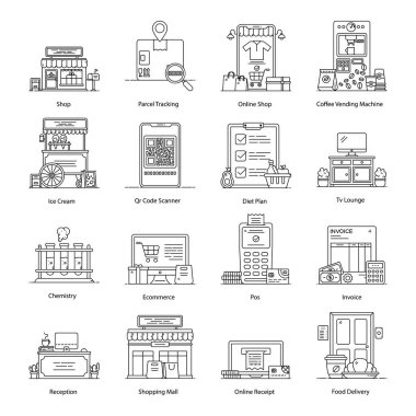 Çevrimiçi Alışveriş Düz Simgeleri Paketi 