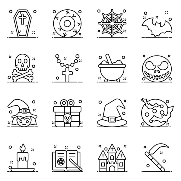 Set Van Halloween Party Pictogrammen Moderne Platte Stijl — Stockvector