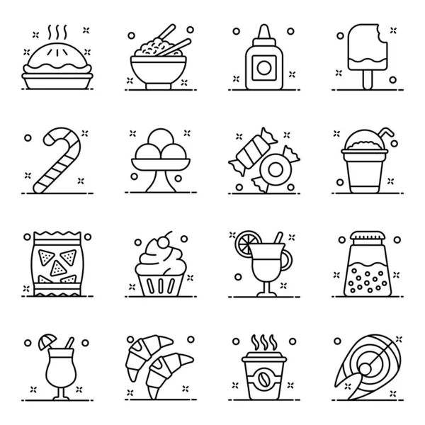 Comida Rápida Cocinas Bebidas Paquete Moderno Estilo Plano — Vector de stock