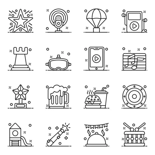 Paquete Iconos Planos Fiesta Celebración — Vector de stock