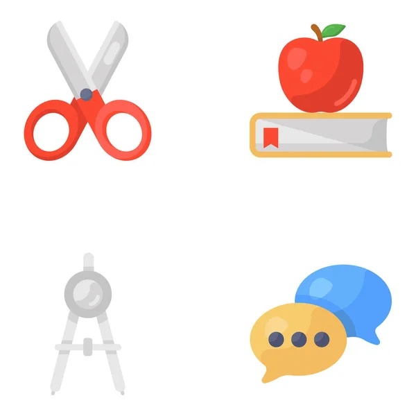 Education Stationery Icons Set — Stock Vector