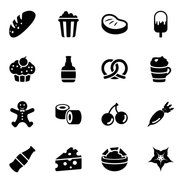 Иконы Продуктов Питания Кухонь Современном Плоском Стиле — стоковый вектор