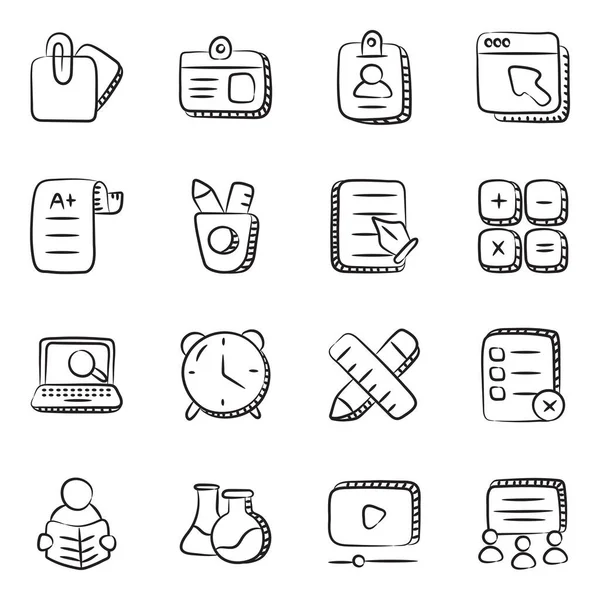 Pack Online Learning Doodle Icons — Stock Vector