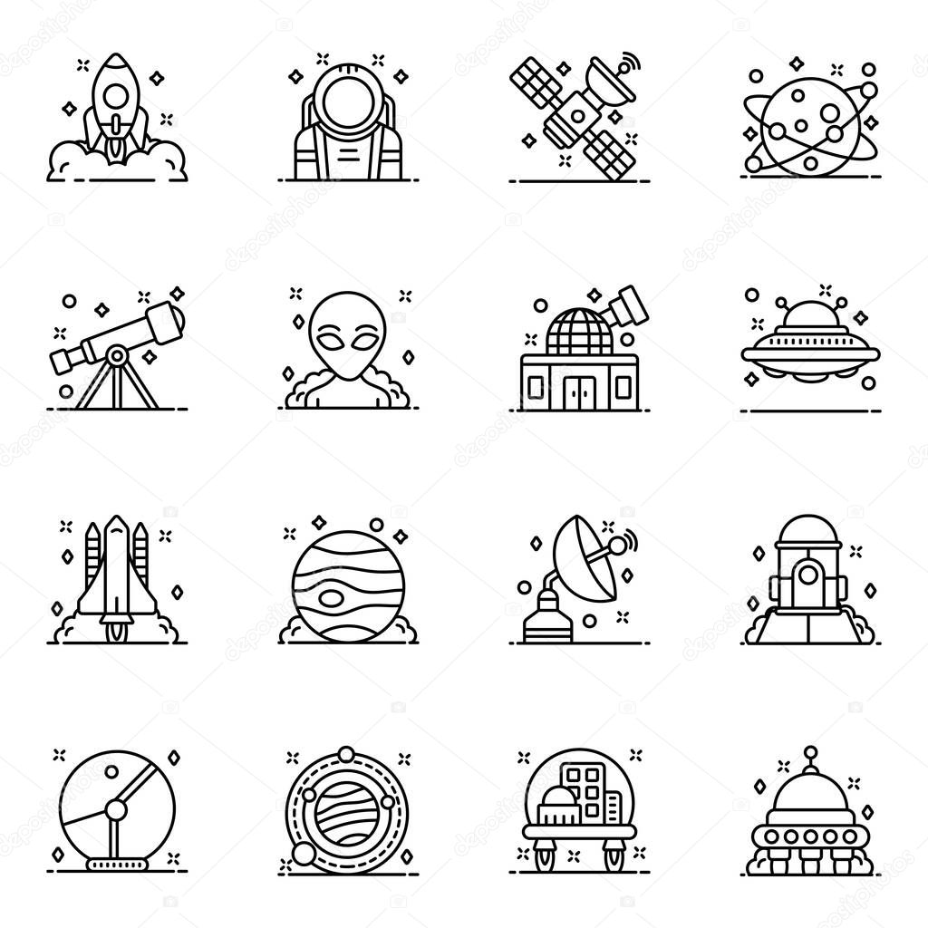 Space Icons in Modern Flat Style Pack 