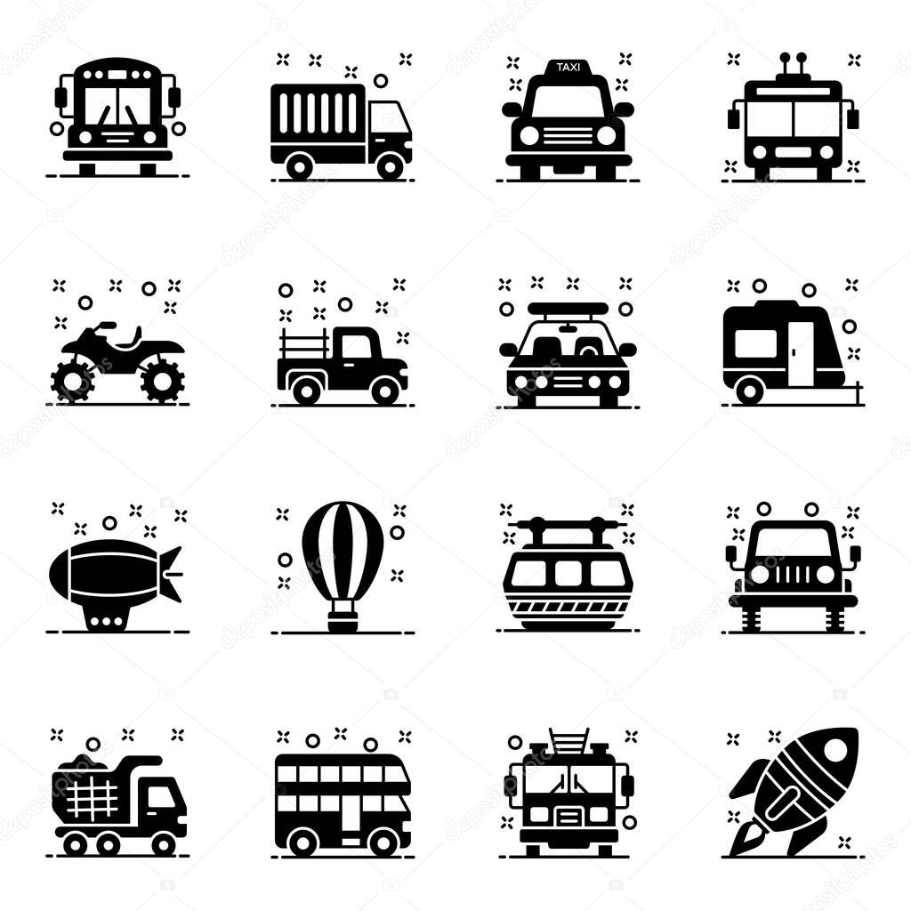 Transport in Trendy Flat Style Pack 