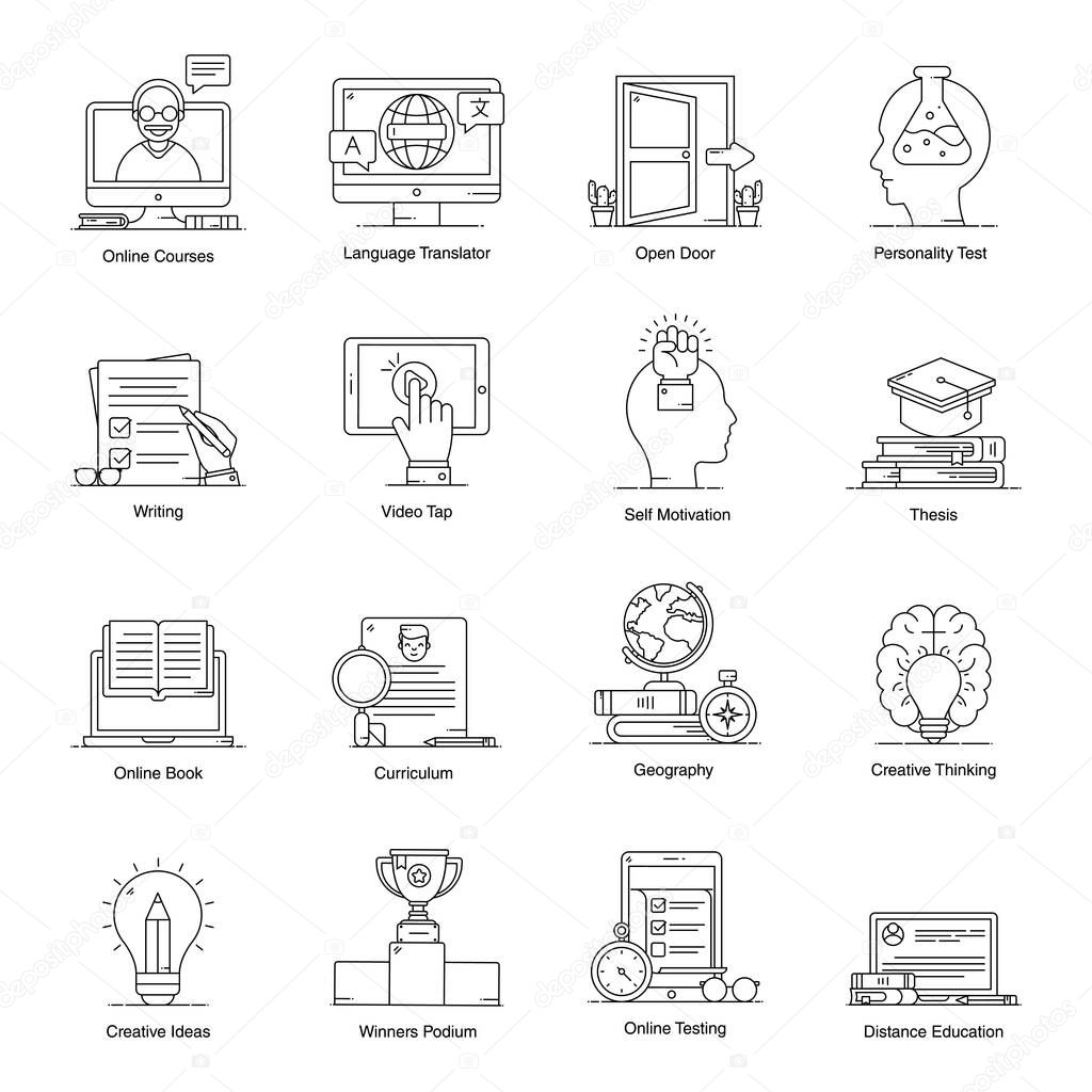 Pack of Education Flat Icons 