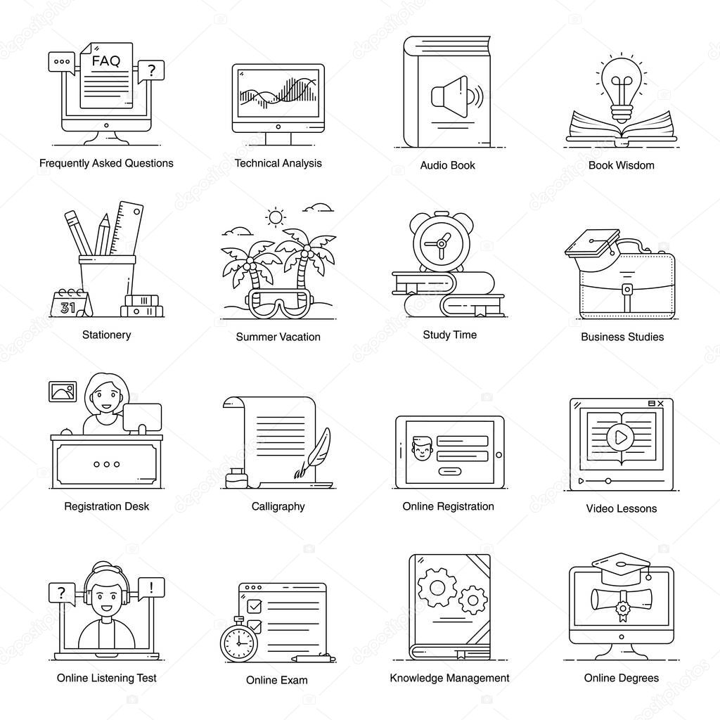 Pack of Education and Knowledge Flat Icons 
