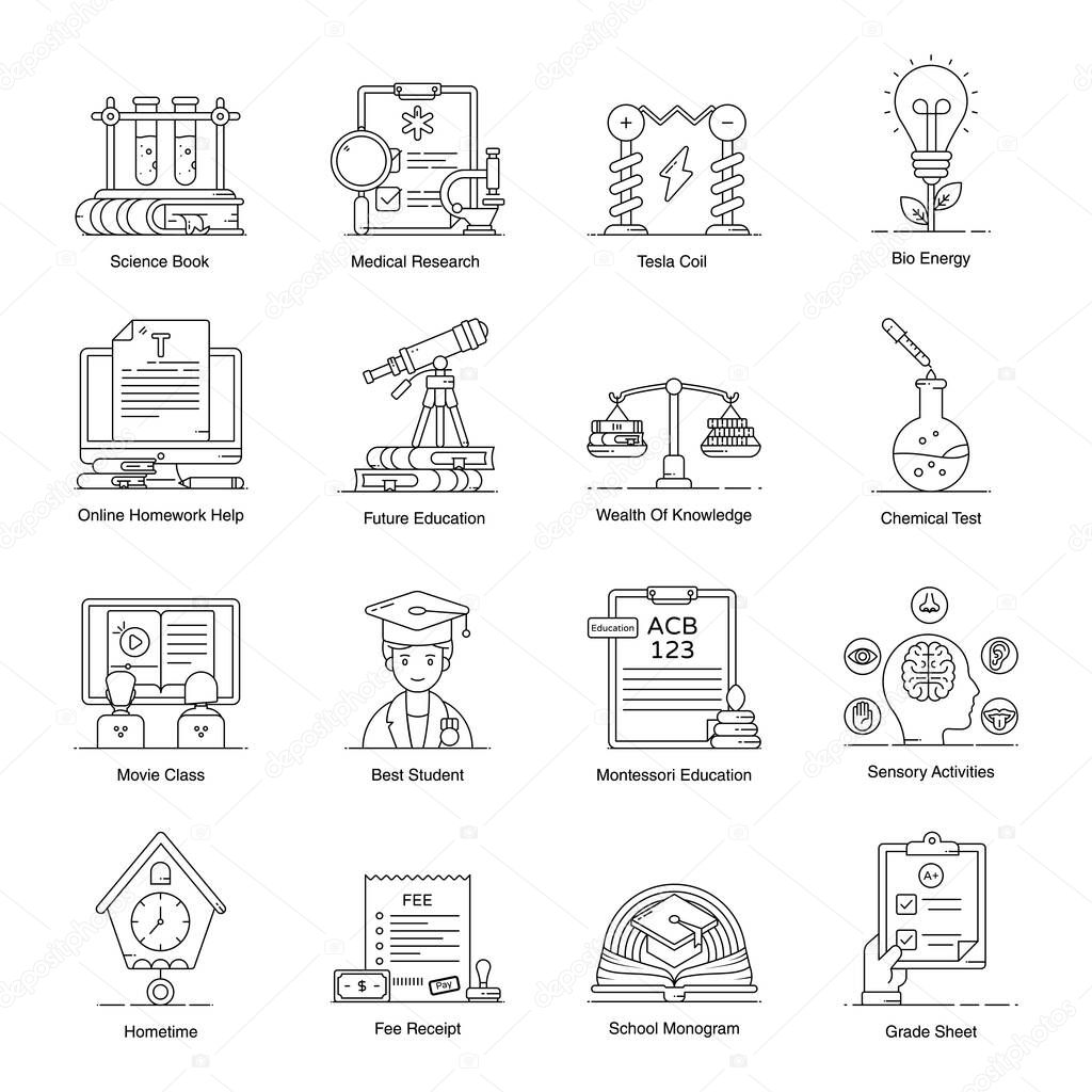 Pack of Virtual Learning Flat Icons 