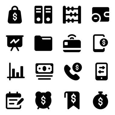 Modern Doldurulmuş Biçim Paketindeki İş ve Finans Simgeleri 