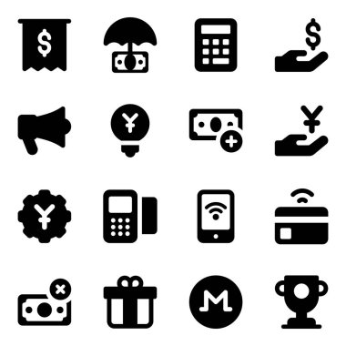 Modern Doldurulmuş Biçim Paketindeki Finans ve Pazarlama Simgeleri 