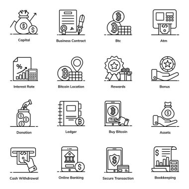 Finans Düz Simgeleri Seti 