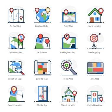 Seyrüsefer Düz Simgeleri Paketi 