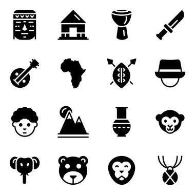 Katı Biçim Paketinde Afrika Kültür Simgeleri 