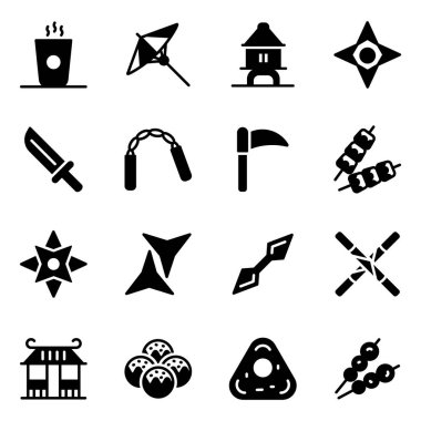 Katı Biçim Paketinde Japon Aksesuar Simgeleri 